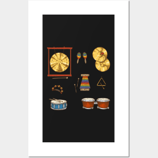 Percussion Musical Instruments. Sticker Pack Posters and Art